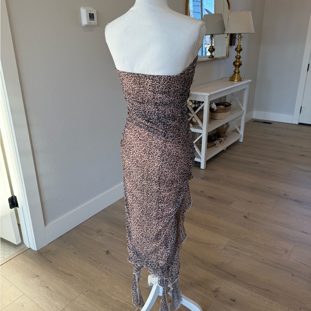 Cheetah Print Ruffle Slit SHEIN Dress - Picture 4 of 4